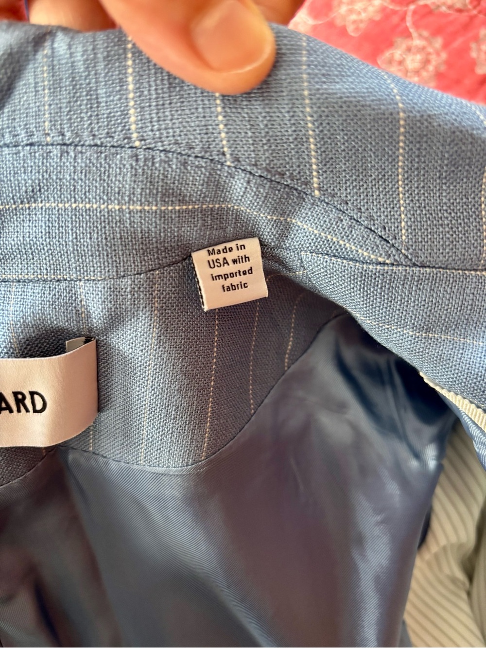 Veronica Beard Sky Blue Pinstripe Double-Breasted Miller Dickey Jacket Size 8 - Picture 5 of 13